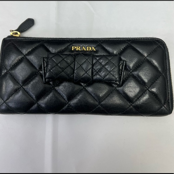 Prada Handbags - Prada Wallet in Black Leather with Bow